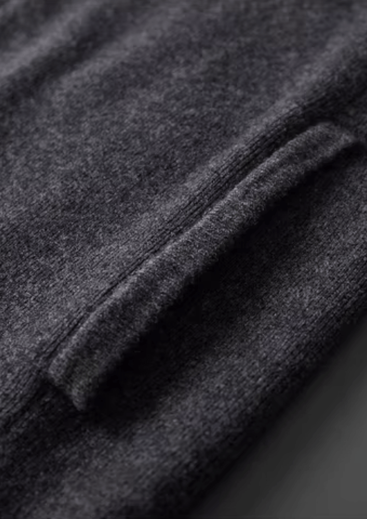 WOOL RIBBED POLO CARDIGAN