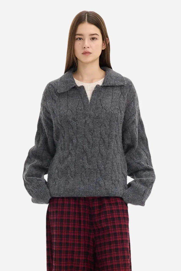 The Oslo Knit Polo – Premium Cable Sweater