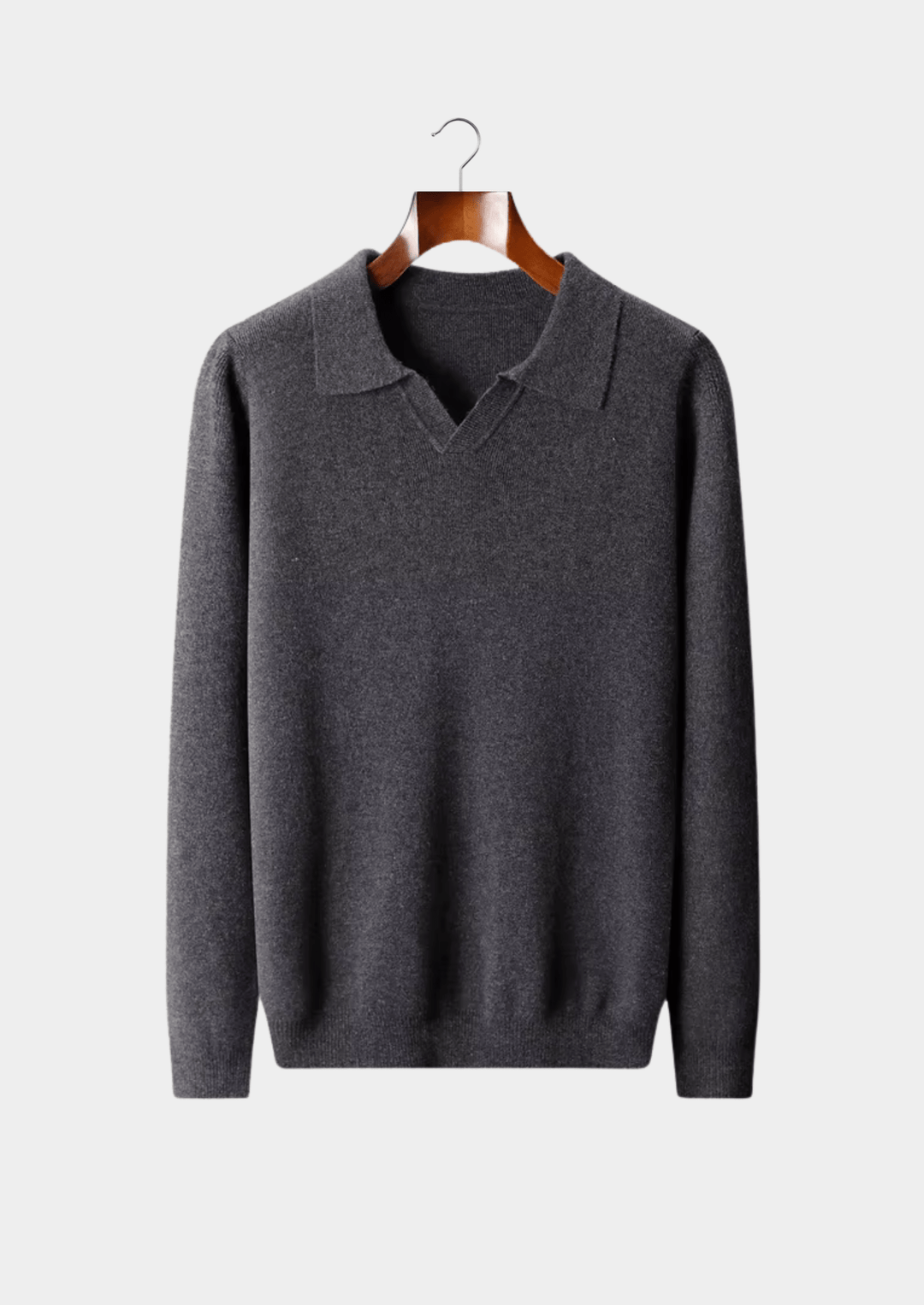 WOOL RIBBED BUTTONLESS POLO