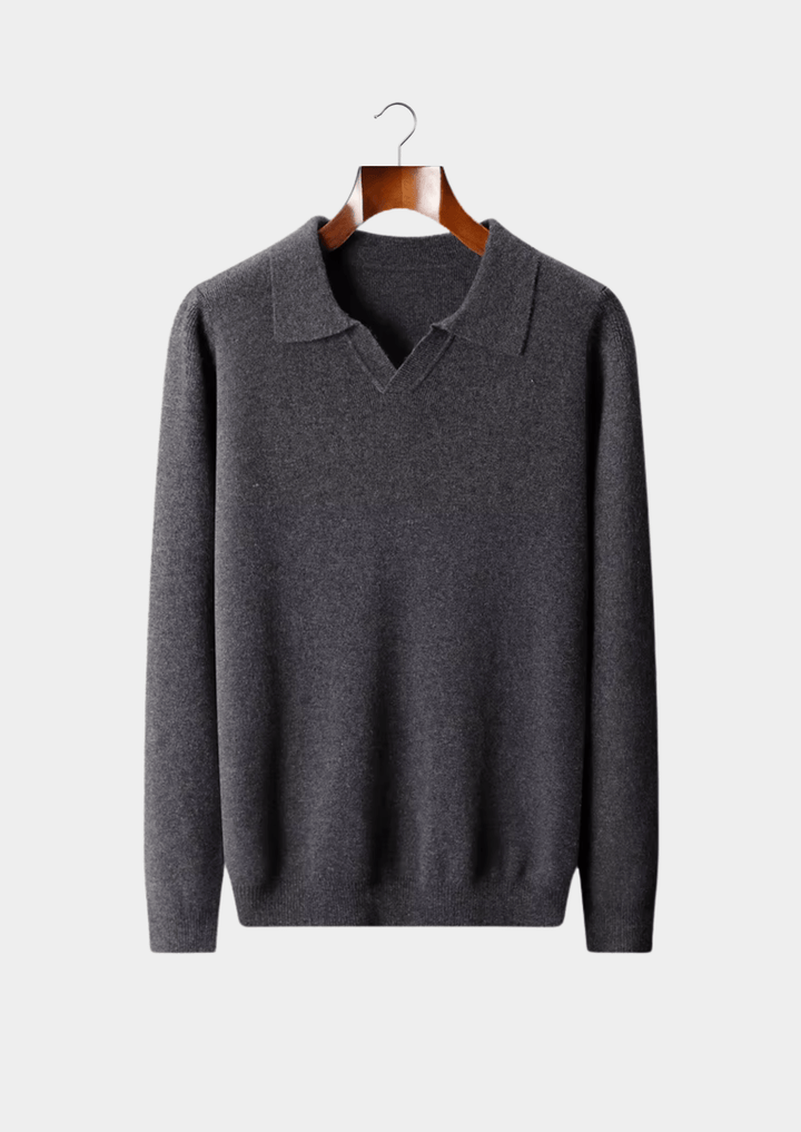 WOOL RIBBED BUTTONLESS POLO